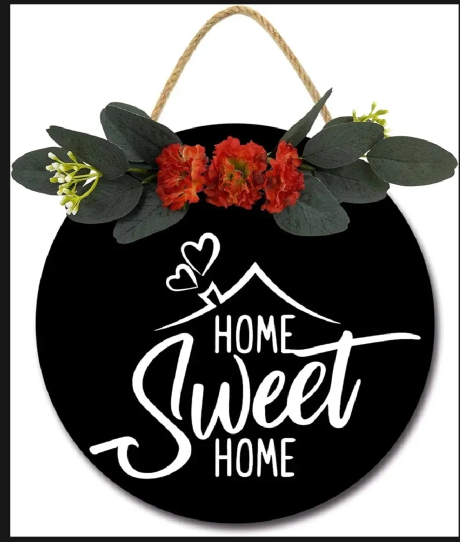 Welcome floral MDF wall hanging, 12 inch diameter, high-resolution waterproof digital print, simple and easy to hang.
