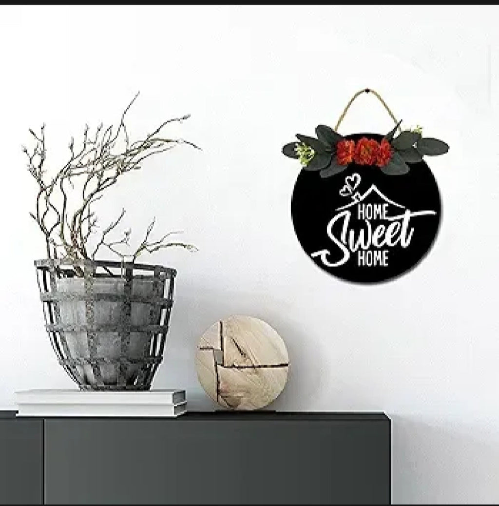 Welcome floral MDF wall hanging, 12 inch diameter, high-resolution waterproof digital print, simple and easy to hang.
