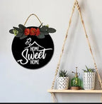 Welcome floral MDF wall hanging, 12 inch diameter, high-resolution waterproof digital print, simple and easy to hang.
