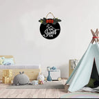 Welcome floral MDF wall hanging, 12 inch diameter, high-resolution waterproof digital print, simple and easy to hang.
