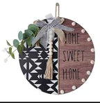 Welcome wooden wall hanging 12 inch waterproof digital print with wooden base and hook for easy hanging.