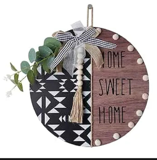 Welcome wooden wall hanging 12 inch waterproof digital print with wooden base and hook for easy hanging.