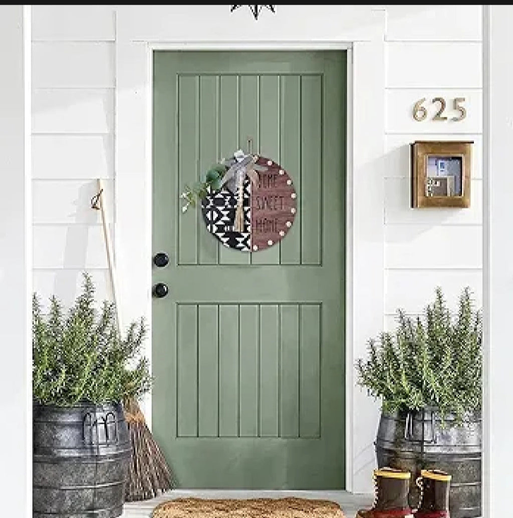 Welcome wooden wall hanging 12 inch waterproof digital print with wooden base and hook for easy hanging.