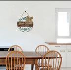 Welcome wooden wall hanging 12 inch waterproof digital print with wooden base and hook for easy hanging.