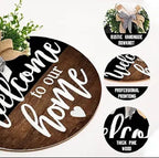 12 inch MDF wood welcome sign wall hanging with high-resolution waterproof digital print, simple and easy to hang.