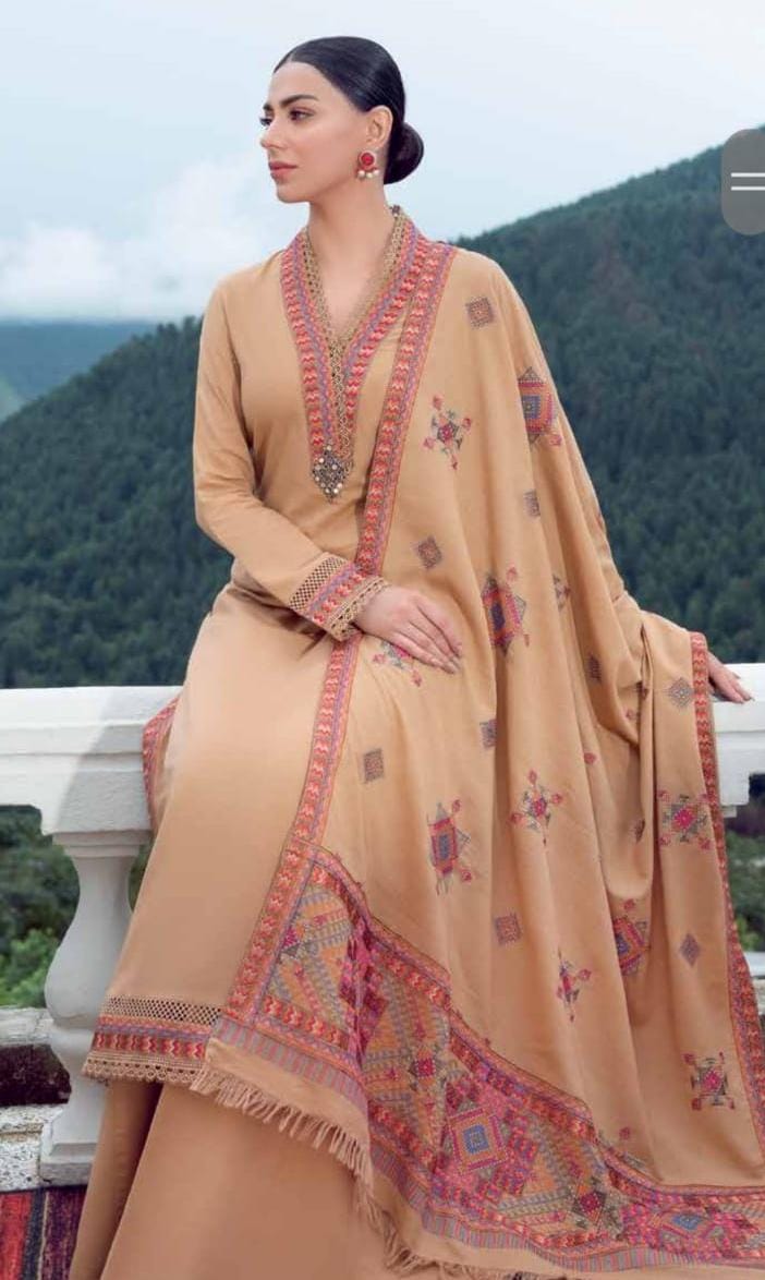 Maria B Dhanak Embroidered 3Pc Suit | Premium Winter Collection