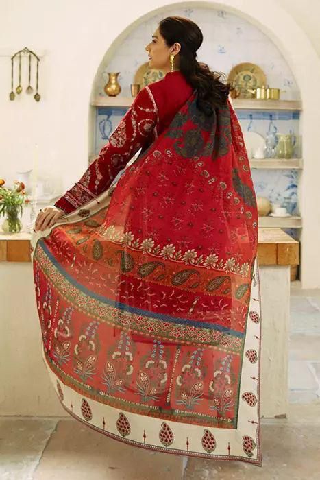 Maria B Airjet Dhanak embroidered 3PC suit with heavy embroidery and printed wool shawl – Winter 2025 Collection.