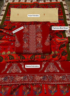 Maria B Airjet Dhanak embroidered 3PC suit with heavy embroidery and printed wool shawl – Winter 2025 Collection.