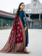 Maria B Airjet Dhanak embroidered 3PC suit with heavy embroidery and printed wool shawl – Winter 2025 Collection.