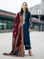 Maria B Airjet Dhanak embroidered 3PC suit with heavy embroidery and printed wool shawl – Winter 2025 Collection.