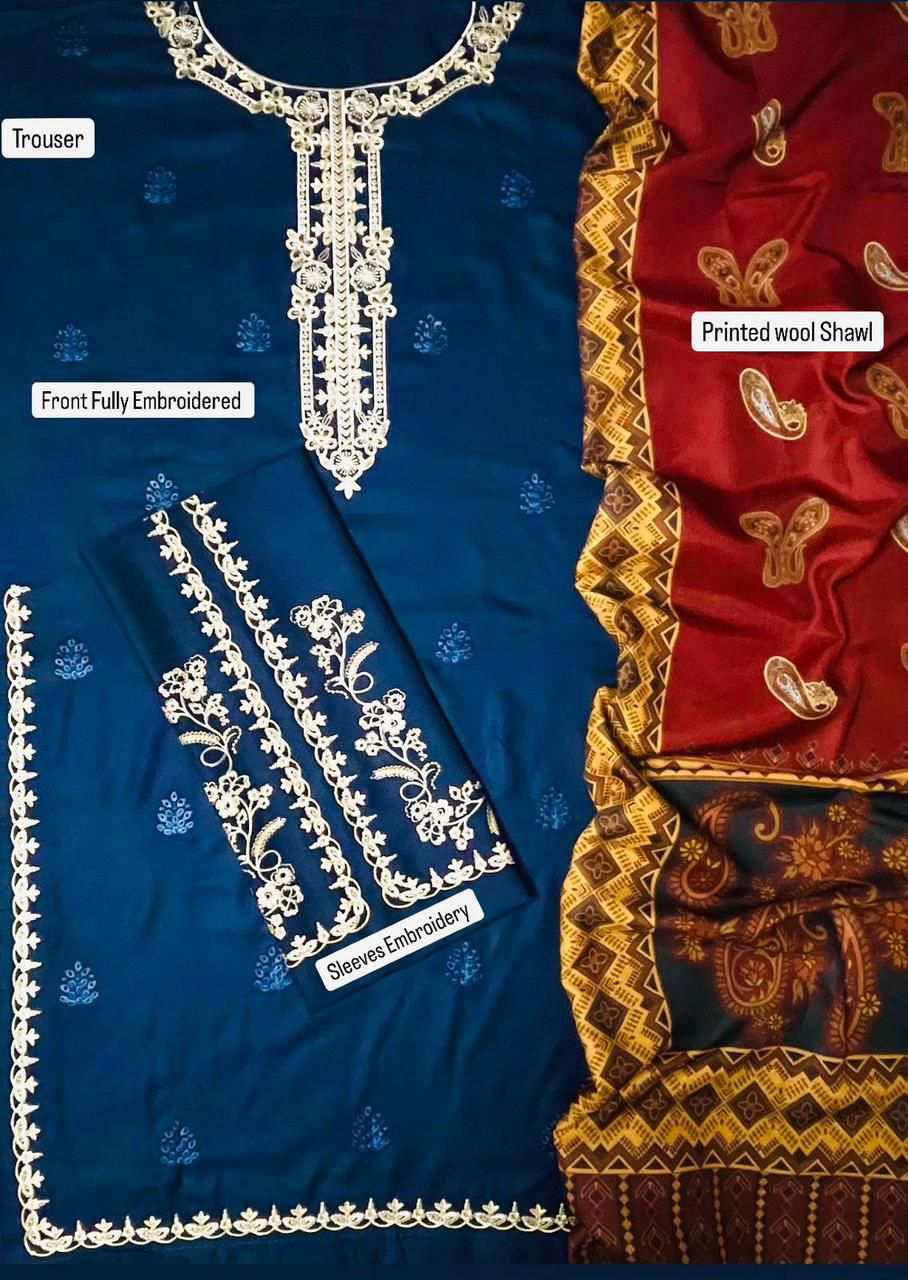 Maria B Airjet Dhanak Embroidered 3Piece Suit