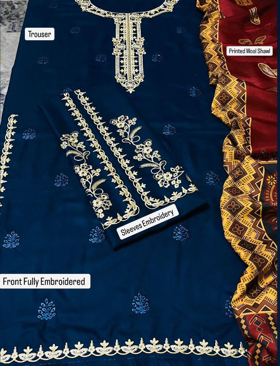 Maria B Airjet Dhanak Embroidered 3Piece Suit