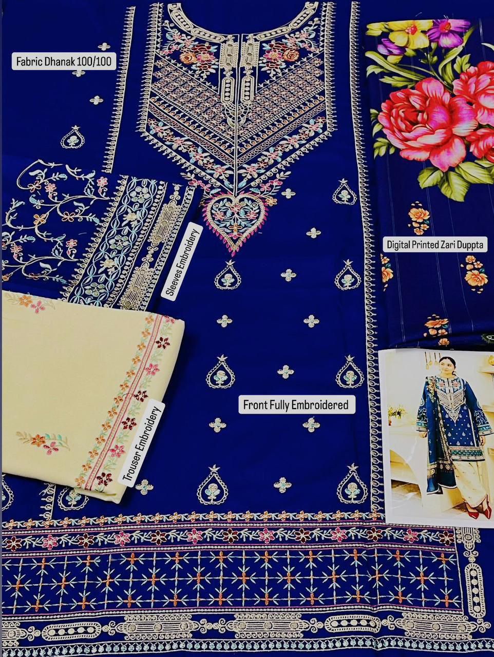 Maria B Airjet Dhanak embroidered 3PC suit with heavy embroidery and printed wool shawl – Winter 2025 Collection.