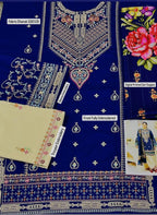 Maria B Airjet Dhanak embroidered 3PC suit with heavy embroidery and printed wool shawl – Winter 2025 Collection.