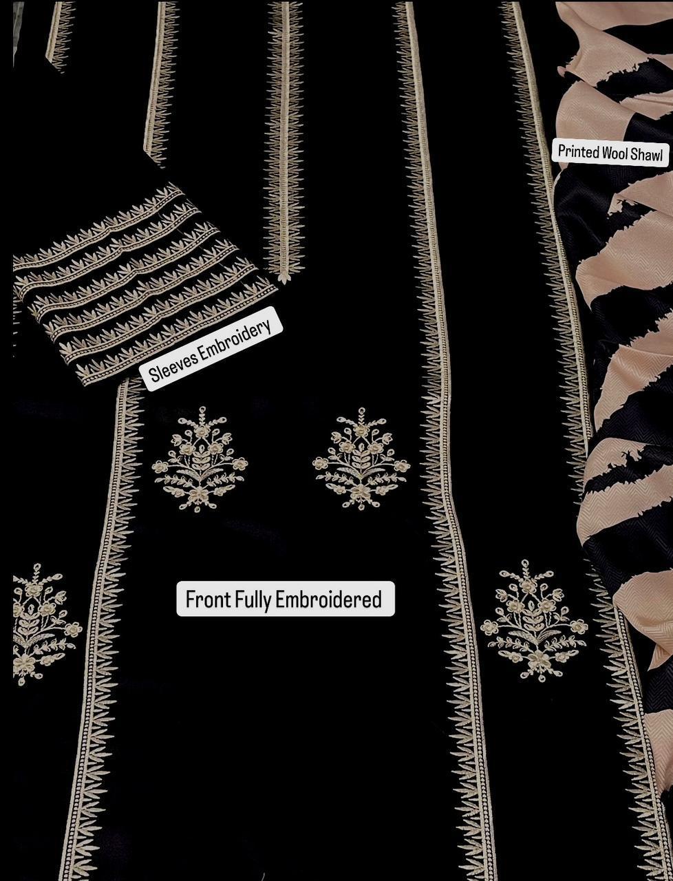 Zara Shahjahan Dhanak 3PC Embroidered Suit