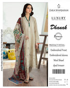 Zara Shahjahan Dhanak 3PC embroidered suit with wool shawl and dyed trouser – Winter 2025 collection.