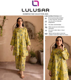 Lulusar Shamooz Silk unstitched 2PC dress with digital printed shirt & trouser – premium Shamooz silk fabric.