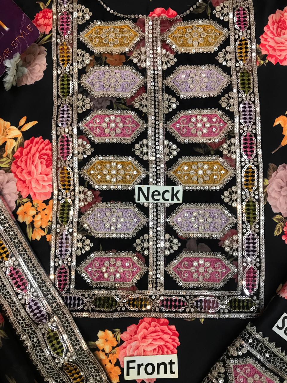 Aneela’s Collection Shamooz Silk 3Piece– Embroidered Digital Printed Suit