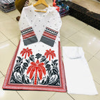 Co-Ord Set 2-Piece Suit in Swiss Lawn featuring digital printed long shirt and bell bottom trouser – trendy and stylish design