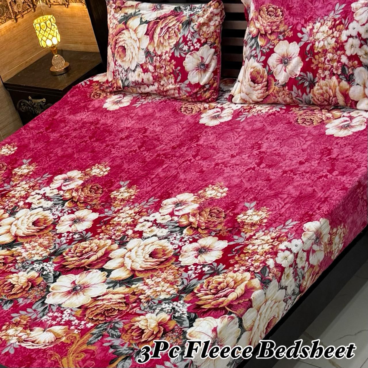 Floral Fleece Bedding Set
3Pc Soft Fleece Bedsheet – King Size