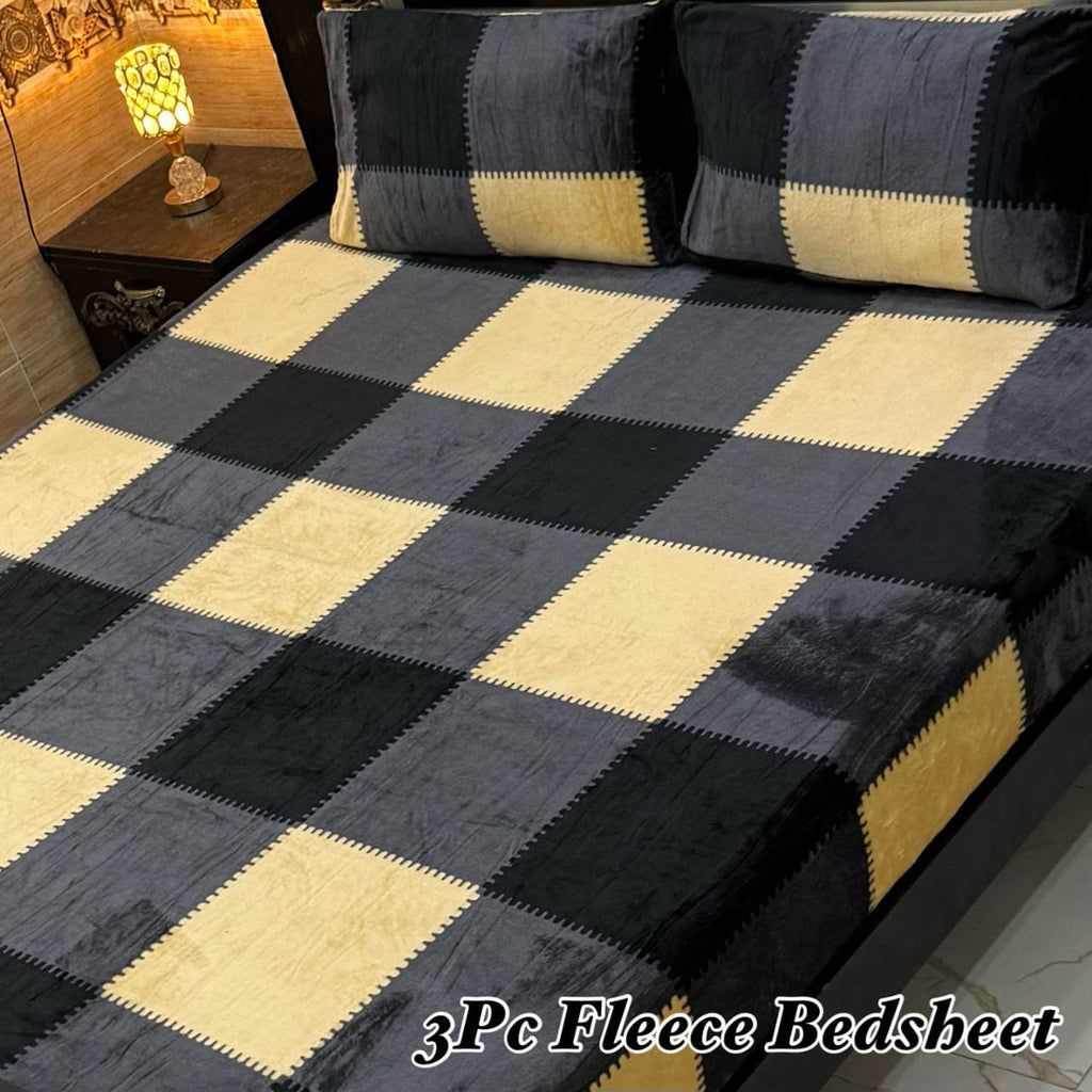 Cozy Checkered Fleece Bedsheet
3Pc Soft Fleece Bedsheet – King Size