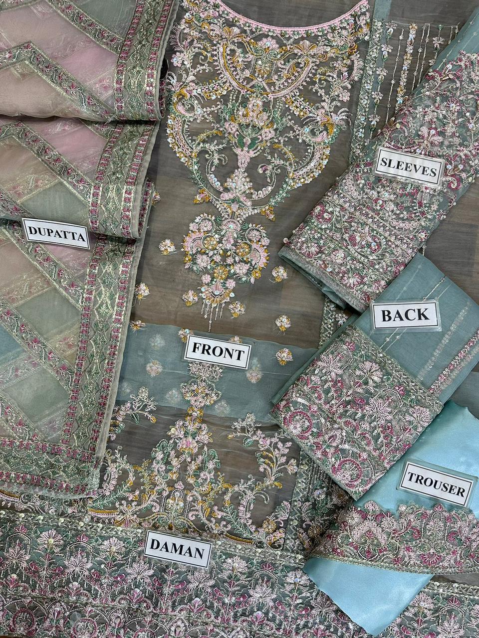 Kanwal Malik Unstitched Replica Bridal Wear | Organza & Satin Silk | Adda & Sequence Work