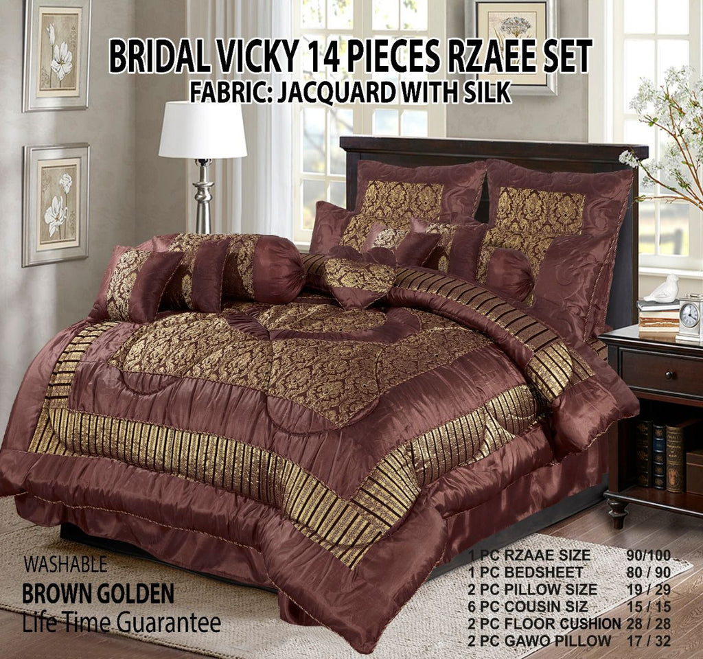 Bridal Vicky 14 Pieces Razai Set – Premium Jacquard with Silk Fabric