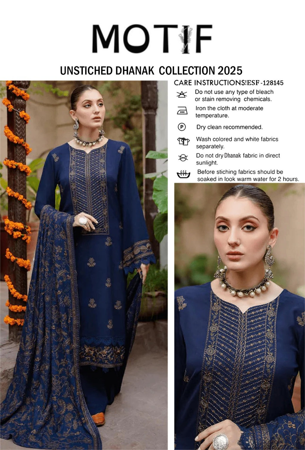 Motif Dhanak Embroidered 3PC | Premium Winter Collection