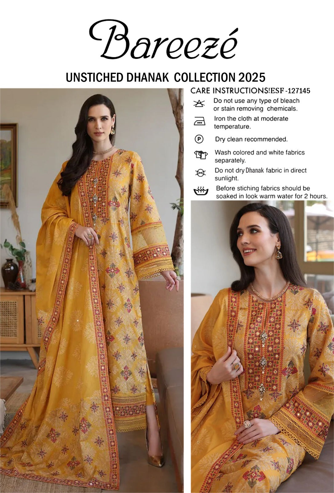 Bareeze Dhanak Embroidered 3-Piece Suit with Heavy Embroidery Shawl