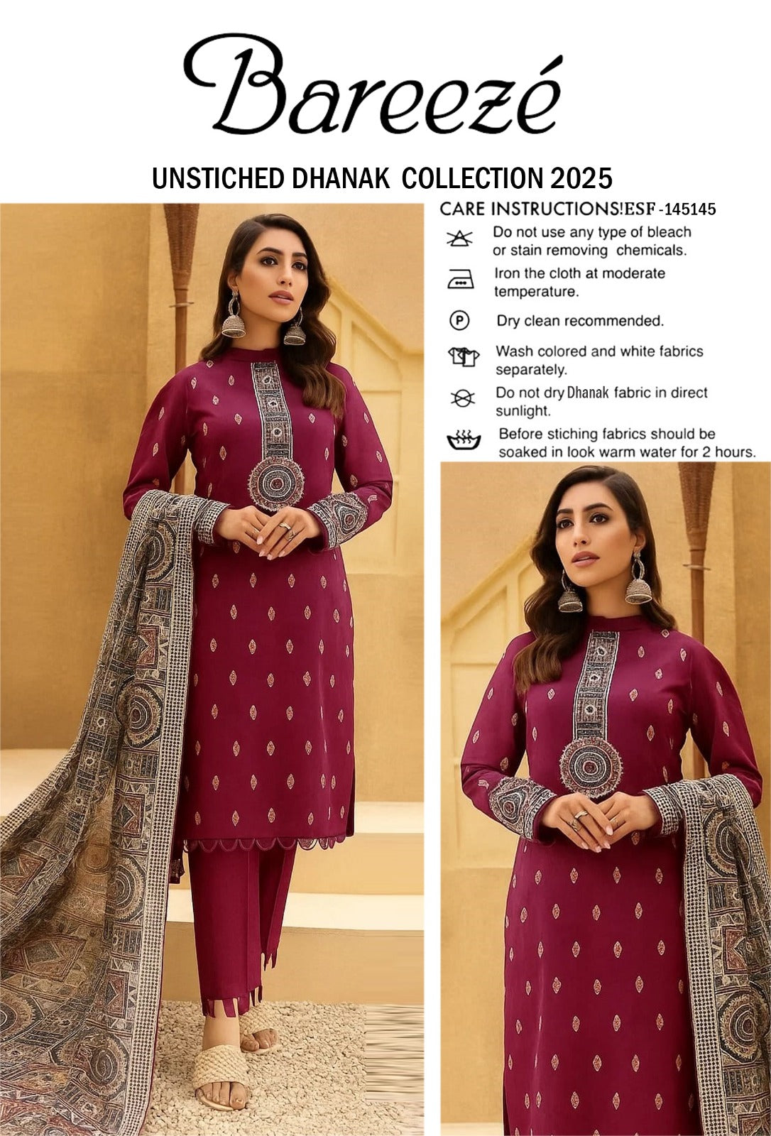 Bareeze Dhanak Embroidered 3Pc Suit | Premium Winter Collection