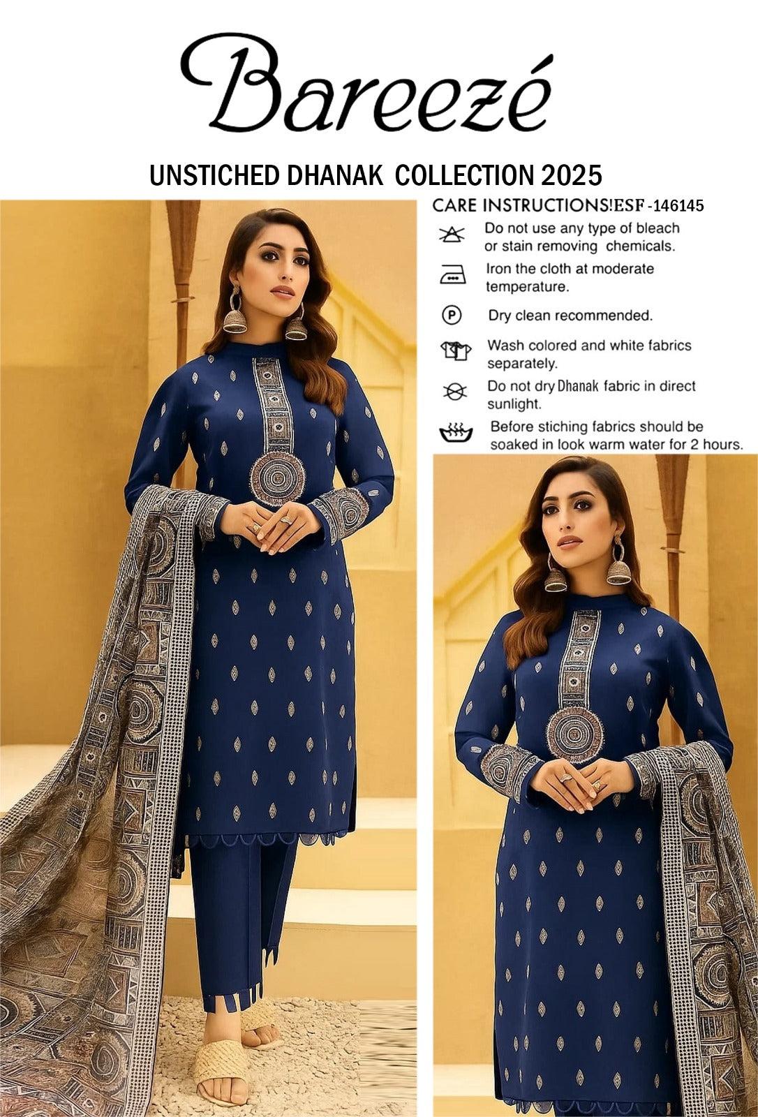 Bareeze Dhanak Embroidered 3Pc Suit | Premium Winter Collection
