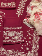Zara Shahjahan – Fully Embroidered LINEN 3Pc With Printed Chiffon Dupatta