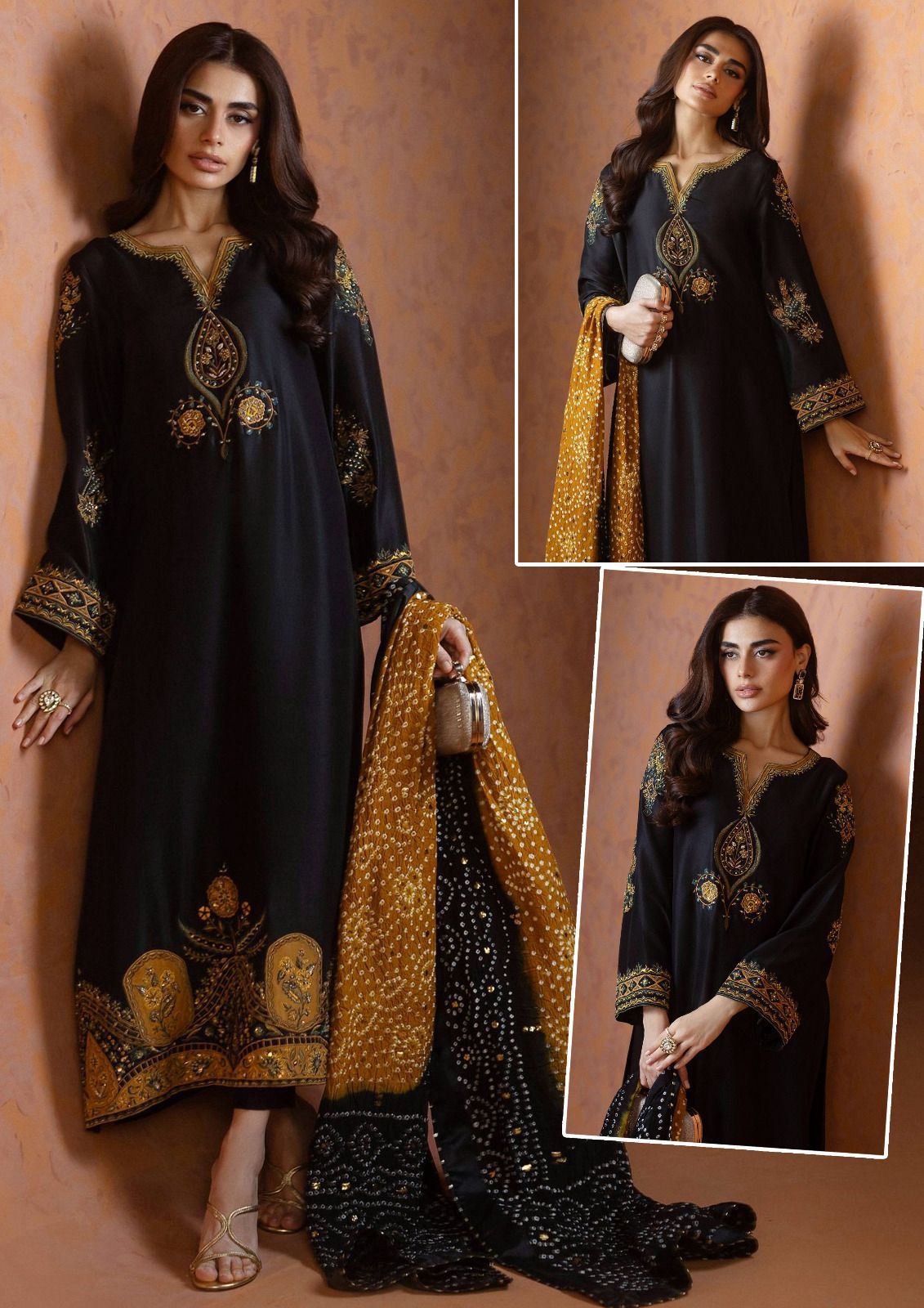 Elara Lava Silk Luxury 3Pc Unstitched Suit | Elegant Adda Work | ELARA Collection