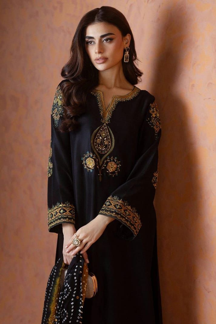 Elara Lava Silk Luxury 3Pc Unstitched Suit | Elegant Adda Work | ELARA Collection