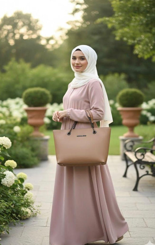 Black jumbo-size Michael Kors style handbag with half chain strap – SKU 16013, IZ Pattern and Place.