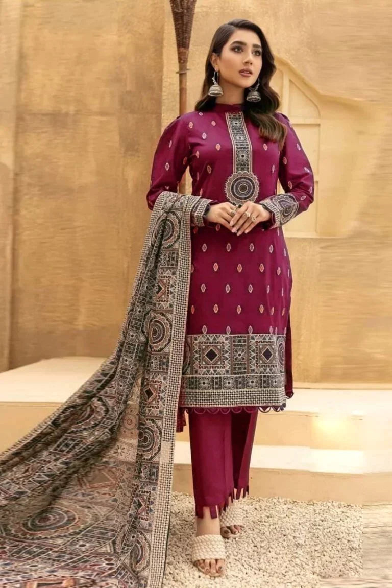Bareeze Dhanak Embroidered 3Pc Suit | Premium Winter Collection