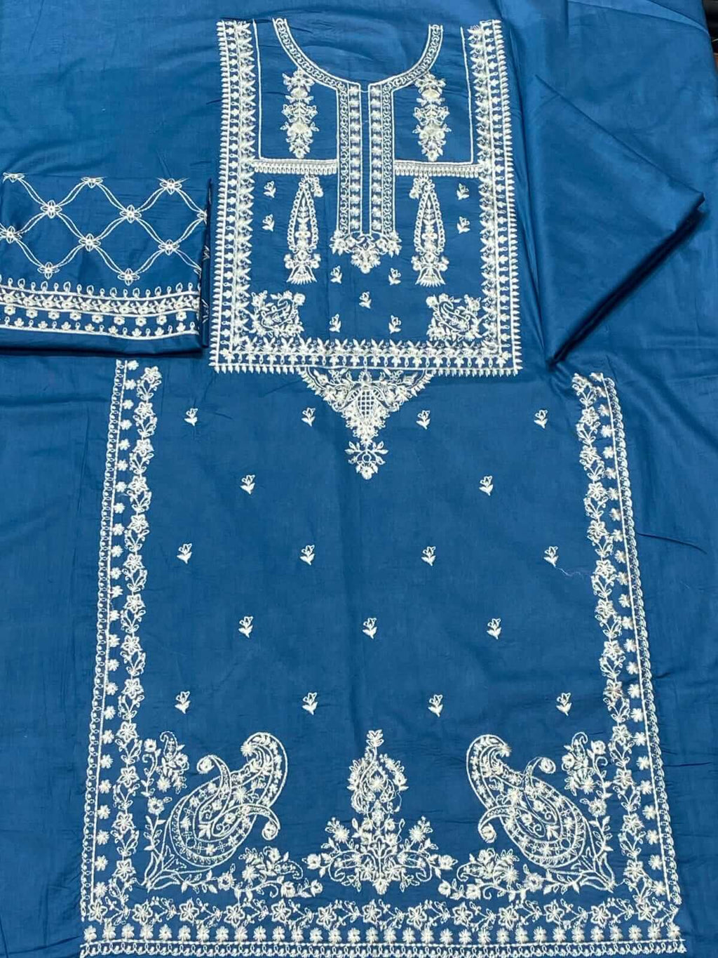 Bareeze Dhanak 2 Piece Unstitched Embroidered Suit – Front & Sleeves Embroidery with Plain Back & Trouser.
