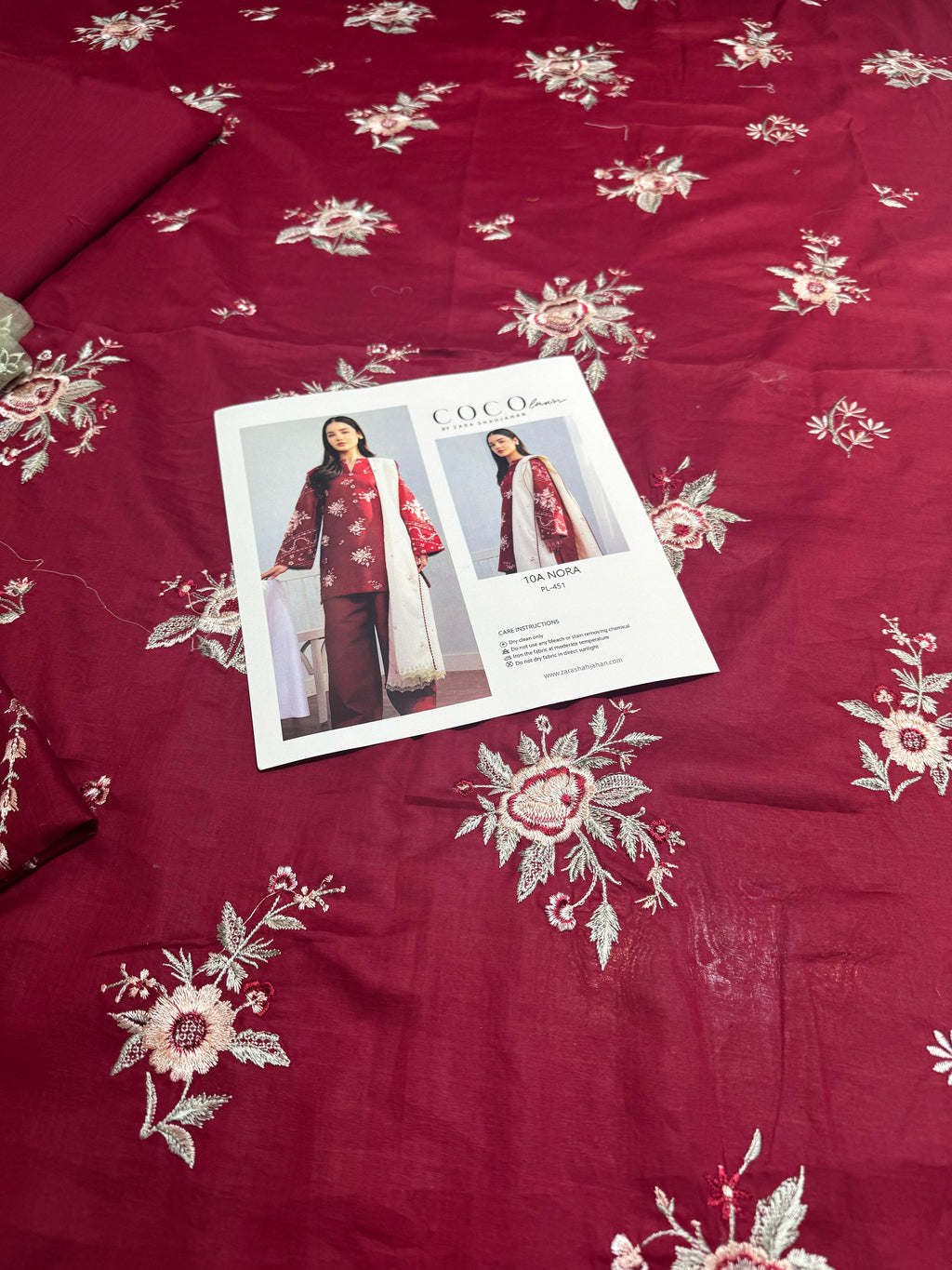 Coco by Zara Shahjahan Dhanak 2PC suit with embroidered front & sleeves, plain back, and plain trouser – Winter 2025.