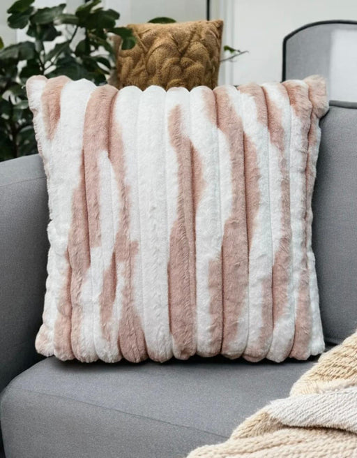 Fur zebra-style cushion cover, soft and comfortable 16x16 inches home décor piece — IZ Pattern and Place.