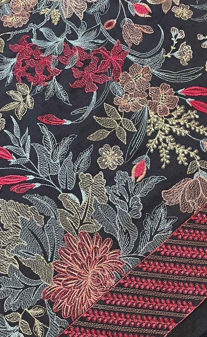 Bareeze Karandi Embroidered 3 Piece Unstitched Suit – Front & Sleeves Embroidery, Plain Back & Trouser with Karandi Embroidery Shawl