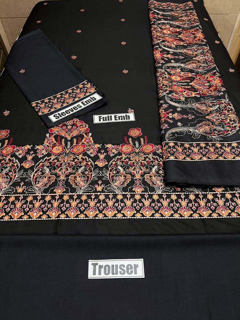 Bareeze 1901 Luxury Embroidered 3pc Airjet Dhanak Suit – Heavy Embroidered Front, Sleeves, Kashmiri Shawl & Dyed Trouser.
