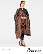 Bareeze 1901 Luxury Embroidered 3pc Airjet Dhanak Suit – Heavy Embroidered Front, Sleeves, Kashmiri Shawl & Dyed Trouser.
