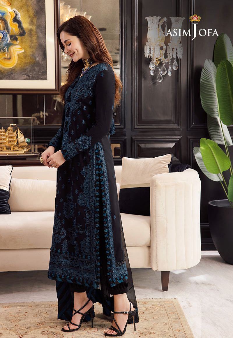 Asim Jofa 4166 luxury embroidered Dhanak 3pc suit with zari sequence shawl