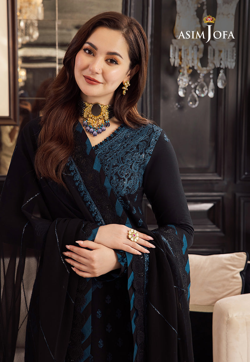 Asim Jofa 4166 luxury embroidered Dhanak 3pc suit with zari sequence shawl