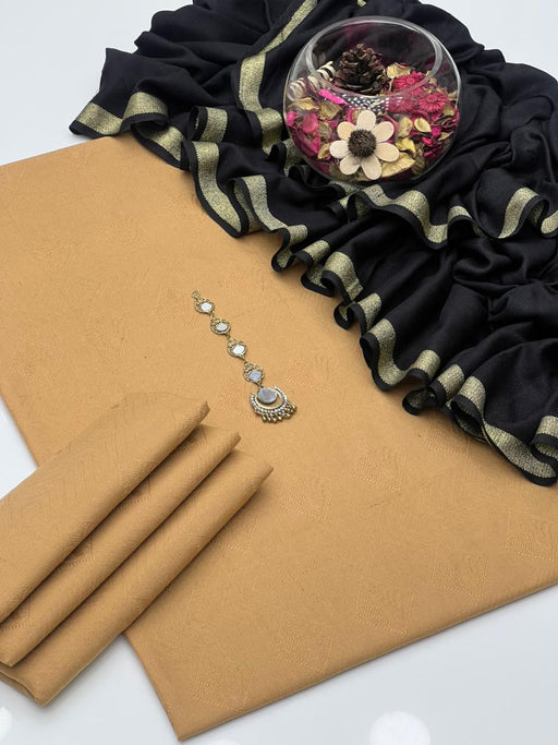 Self Dhanak Shirt & Trouser with Pashmina Nora Pati Shawl – 3Pc Dress