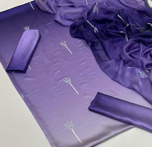 Silk 3Pc Unstitched Suit – Digital Print Front, Back & Sleeves | Nishat Linen