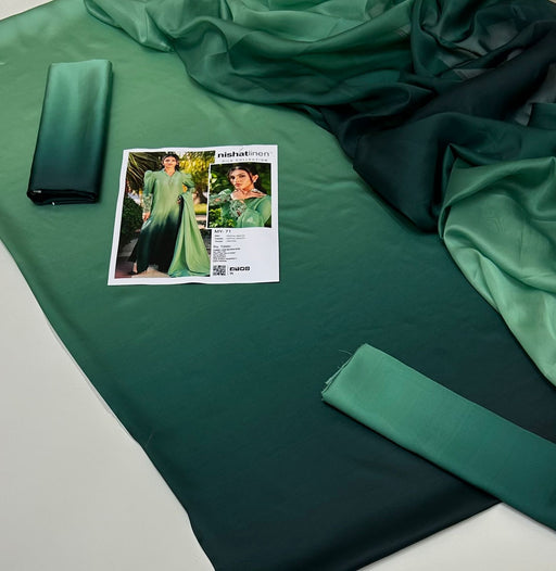 Silk 3Pc Unstitched Suit – Digital Print Front, Back & Sleeves | Nishat Linen