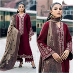 Sapphire Winter 2025 Dhanak embroidered 3pc suit with Pashmina printed wool shawl